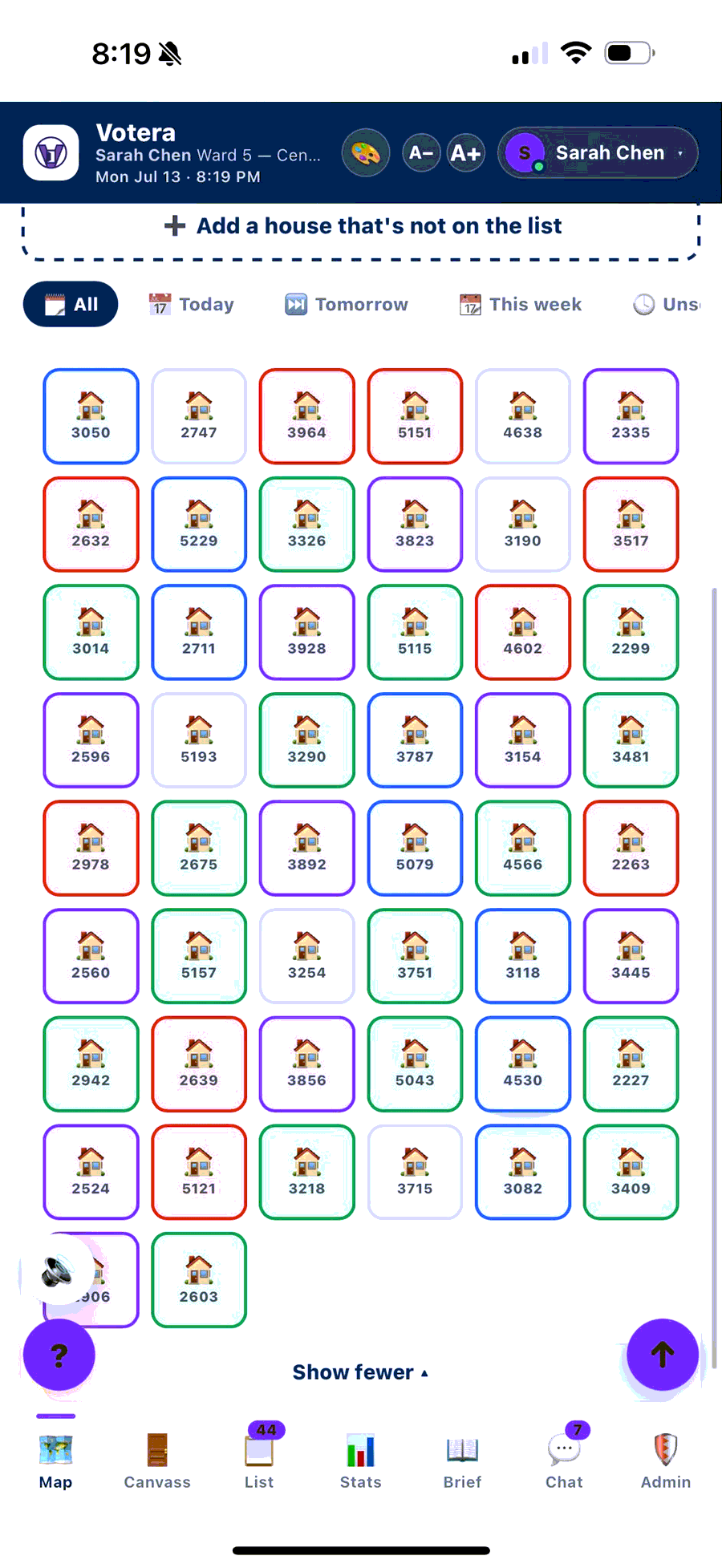 Colour-coded turf cards
